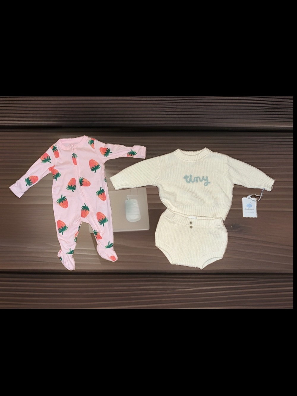 2 Outfits Top & Bottom Set from Cloud Island/Old Navy Pink Strawberry Print Baby